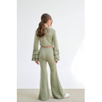 Melin Rose Σετ Πλεκτό με βολάν στα μανίκια Λαδί