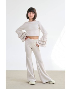 Melin Rose Σετ Πλεκτό με βολάν στα μανίκια εκρού