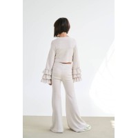 Melin Rose Σετ Πλεκτό με βολάν στα μανίκια εκρού