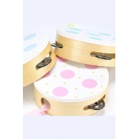 Μπομπονιέρα ξύλινο ντέφι ροζ πουά