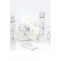 Μπομπονιέρα σακίδιο πλάτης μπλε λουλούδια μαζί με μπρελόκ