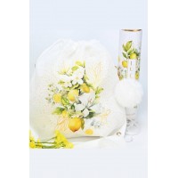 Σακίδιο πλάτης λεμόνια με λουλούδια μαζί με μπρελόκ