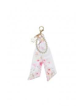 Charm με μαντηλάκι και πέρλες pink blossom