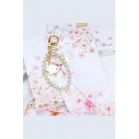 Charm με μαντηλάκι και πέρλες pink blossom