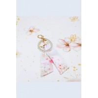 Charm με μαντηλάκι και πέρλες pink blossom