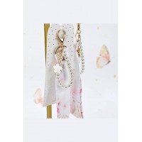 Charm με μαντηλάκι και πέρλες pink blossom