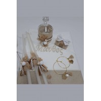 Πακέτο Βάπτισης για αγόρι σε καφέ αποχρώσεις με κορδόνια κ μονόγραμμα