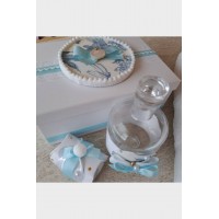 Πακέτο βάπτισης floral σε τόνους γαλάζιο