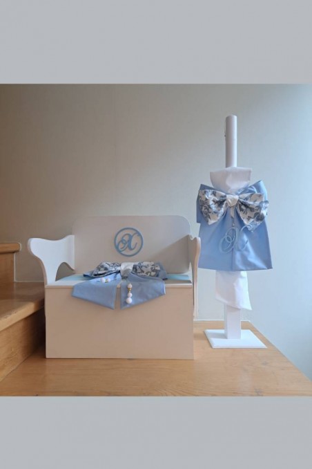 Πακέτο βάπτισης floral σε τόνους γαλάζιο