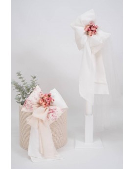 Πακέτο βάπτισης σε boho στυλ με ροζ τριανταφυλλάκια