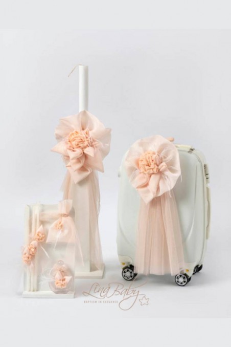 Πακέτο βάπτισης σε σομόν αποχρώσεις Lina Baby