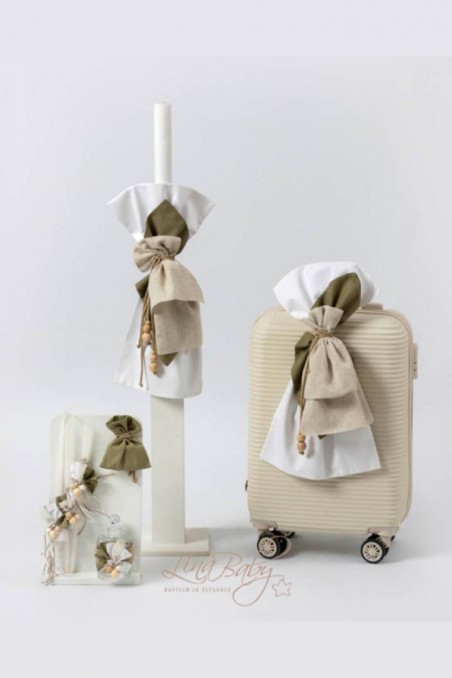 Πακέτο βάπτισης σε τόνους μπεζ-λαδί Lina Baby