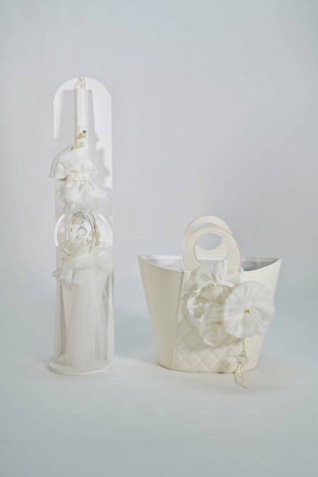 Πακέτο βάπτισης λευκό με πέρλες