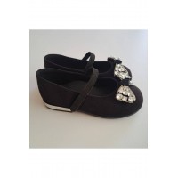Παπουτσάκι μαύρο βελούδο με κρυσταλλάκια everkid 