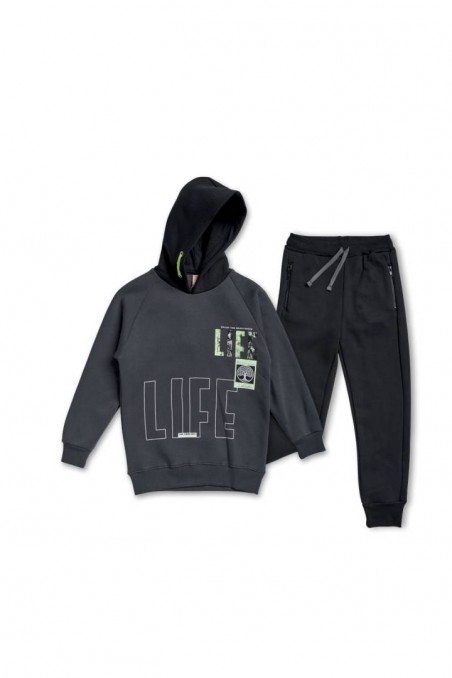 Σετ φόρμα ανθρακί με κουκούλα Reflex